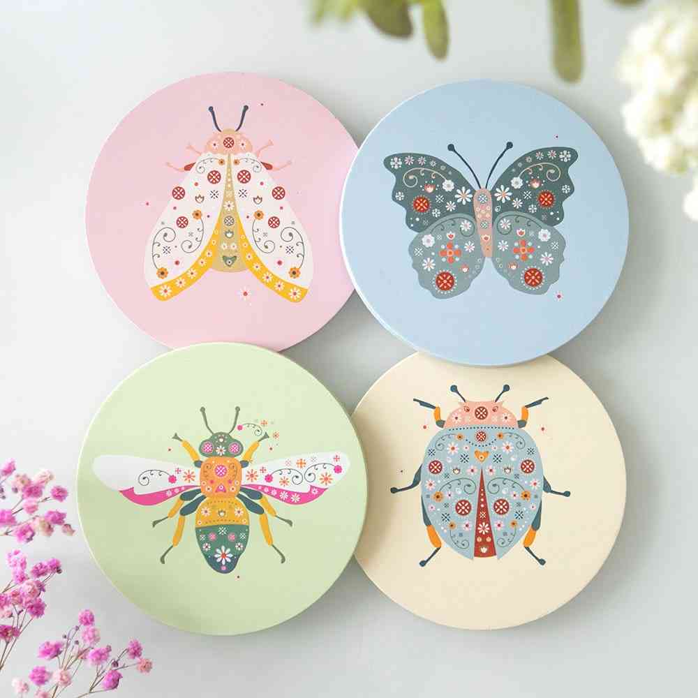 Something Different - Floral Bug Coaster Set - Multicolours